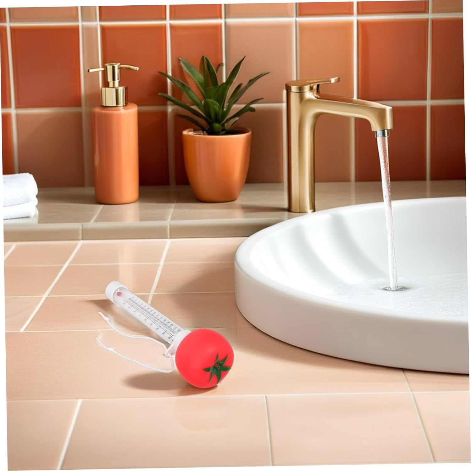 Floating Swimming Pool Thermometer for Cartoon Design Large Clear Display Accurate Spa Temperature Gauge for Baths Pools Hot Tubs Baths Floating Water Temperature Tomato image number 1