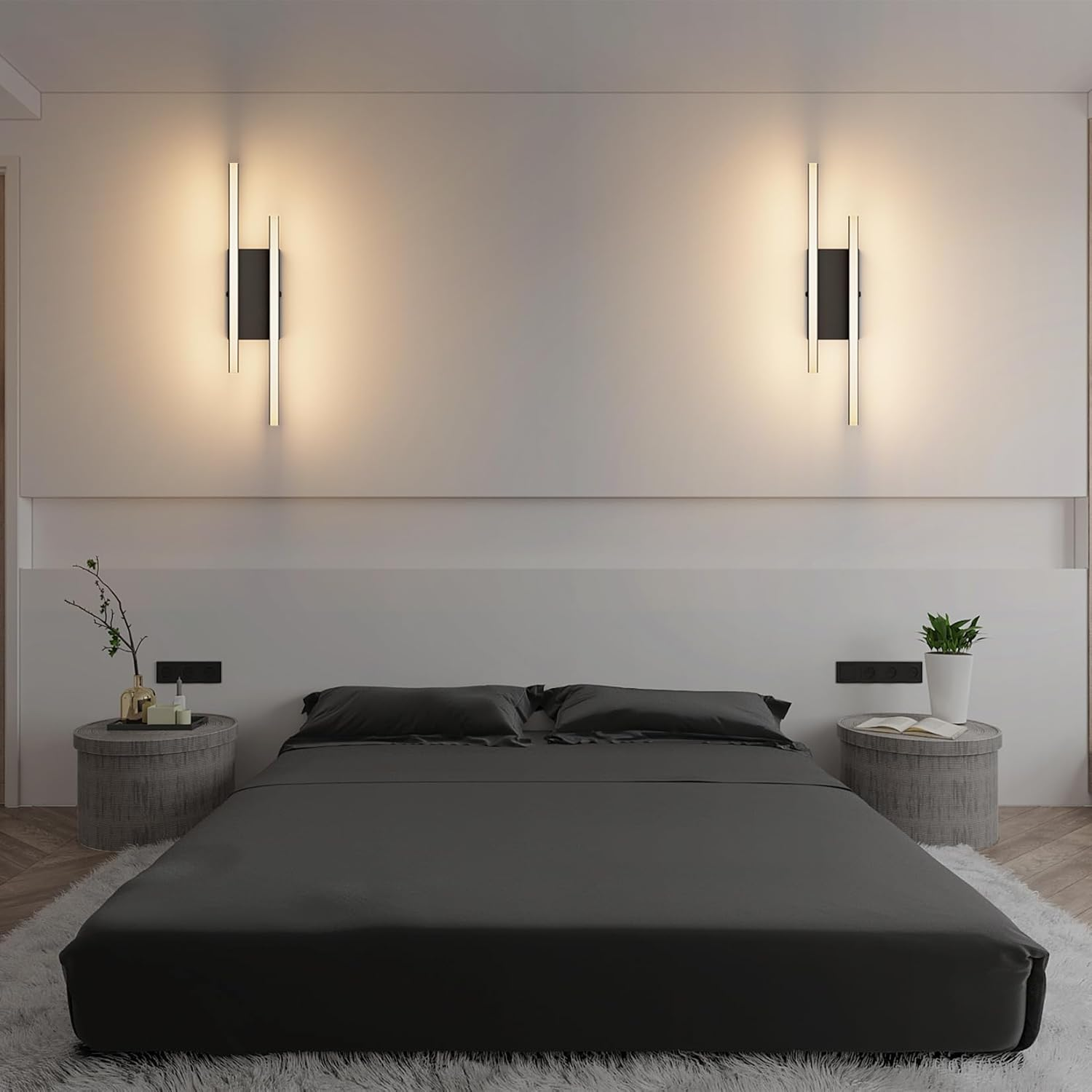 Klighten Mordern LED Wall Light 40 Cm, 12 W 850 LM Decorative Interior Light for Hallway, Bedroom, Living Room, Stairs, Warm White 3000K, Black image number 3