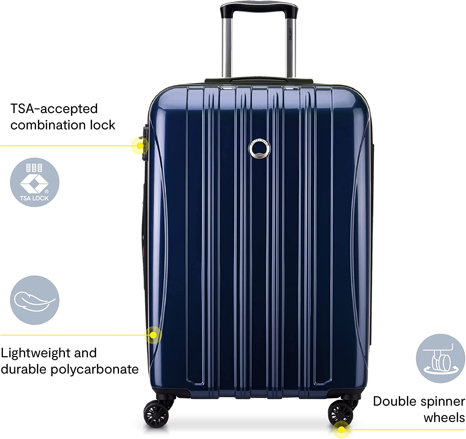 DELSEY Paris Helium Aero Hardside Expandable Luggage with Spinner Wheels, Titanium, Checked-Large 29 Inch, Helium Aero Hardside Expandable Luggage with Spinner Wheels image number 6