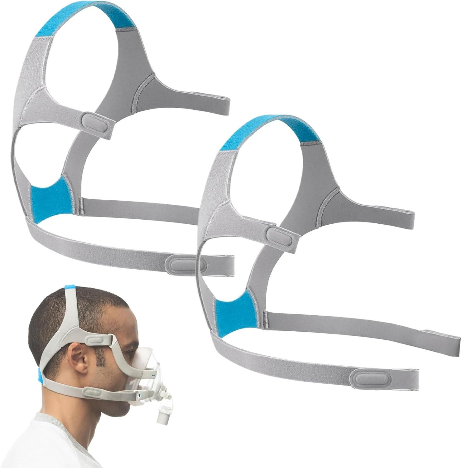 CPAP Mask Headgear, 2 Pcs Headgear for Resmed Mask, CPAP Machine Replacement Headgear Compatible with Resmed Airfit, Replacement for Airfit F20 Headgear, Ultra-Soft Nylon, Great Velcro Stickiness image number 3