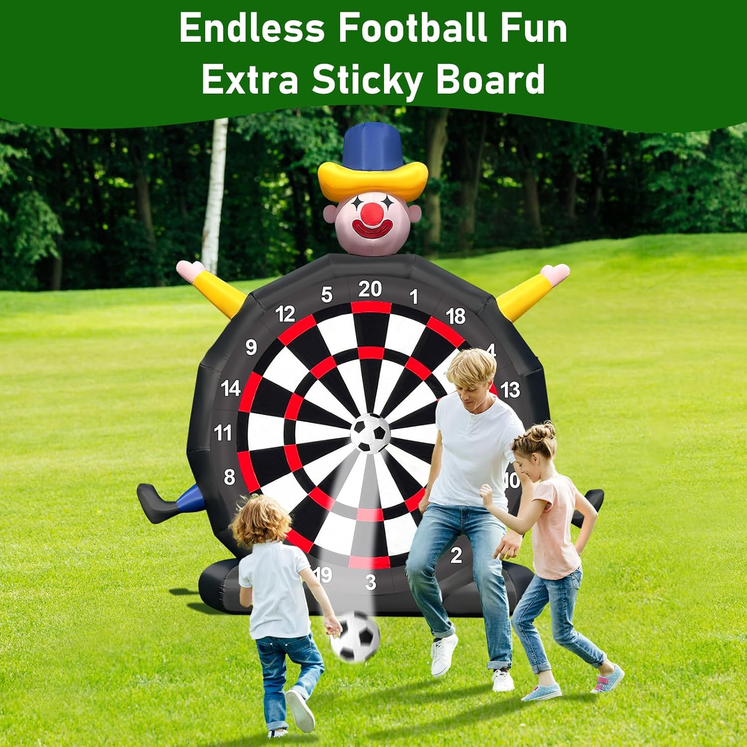 13Ft Inflatable Soccer Dart Board Giant Kickball Dartboard Soccer Darts Inflatable with 350W Blower for Outdoor Yard Gym Camp Sport Games 8 Golf Balls, 2 Kickball image number 3