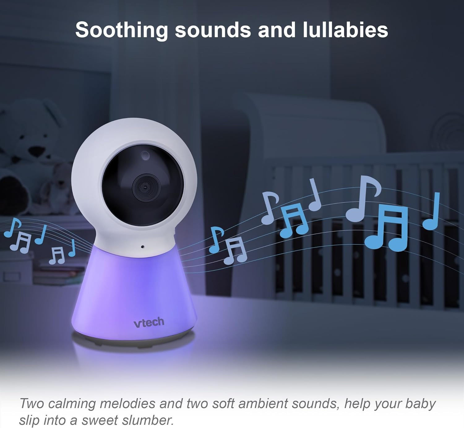 Vtech BM3350N 2.8" 2-Camera Full Colour Video Baby Monitor with Night Light, 2-Way Talk, Soothing Sounds, Room Temperature Monitor, up to 19 Hours Battery Life image number 4