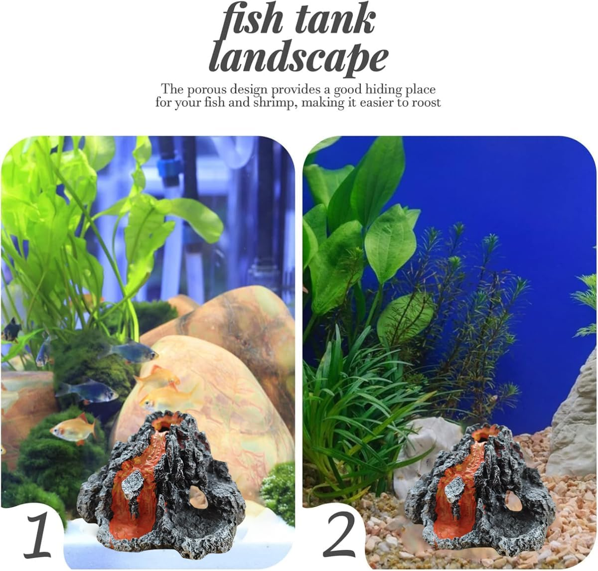 AIMALL Creative Resin Volcanic Eruption Aquarium Ornament with Air Bubble Stone Landscape Decoration for Fish Tank Shrimp Cave Reptile Terrarium 6.7X6.8X3.3In image number 5