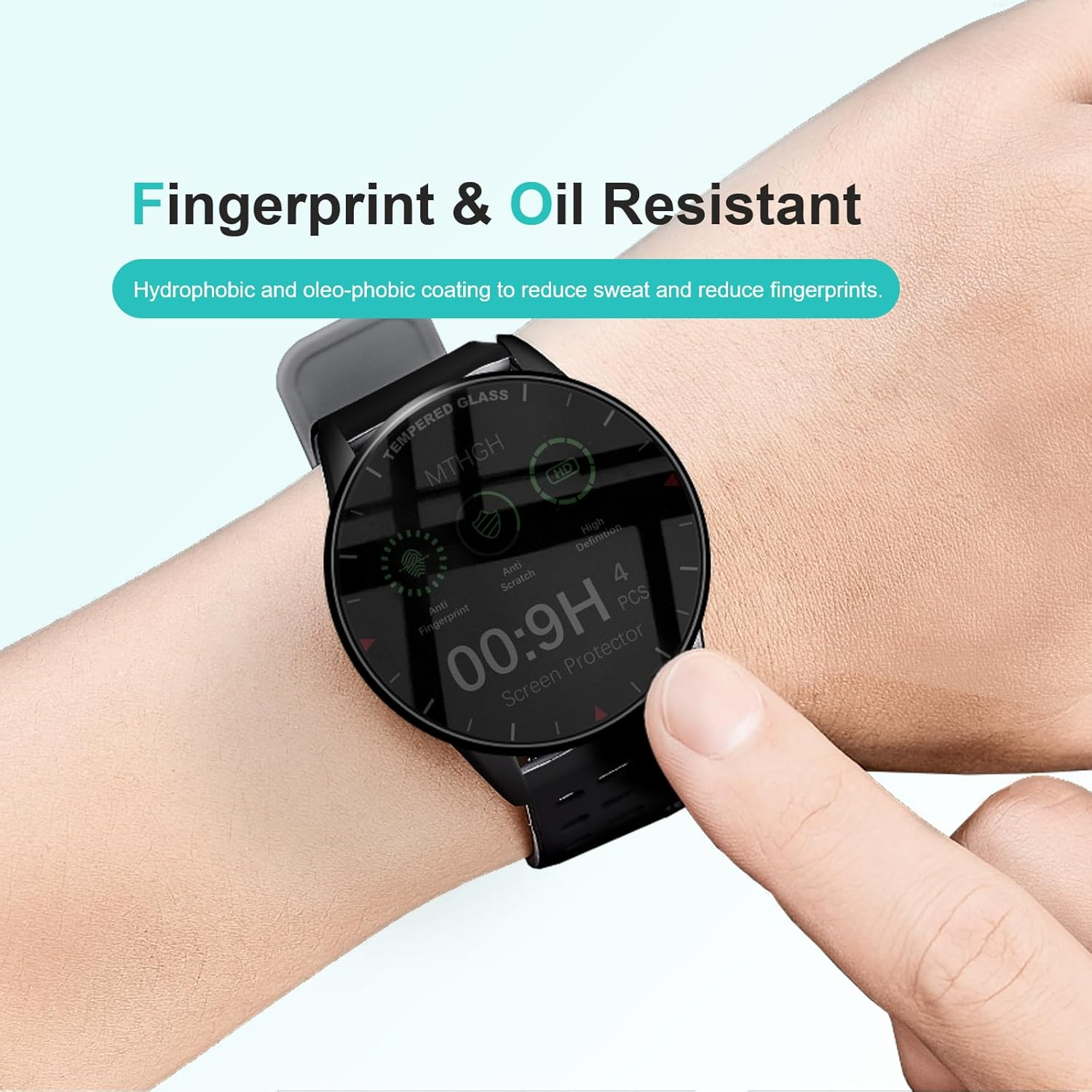 MTHGH 46Mm(1.81Inch) Diameter Screen Protector,(4 Pack) 9H Hardness Tempered Glass Screen Protector for Universal round Watch with Anti-Scratch,Anti-Explosion,Bubble-Free,High-Definition image number 1