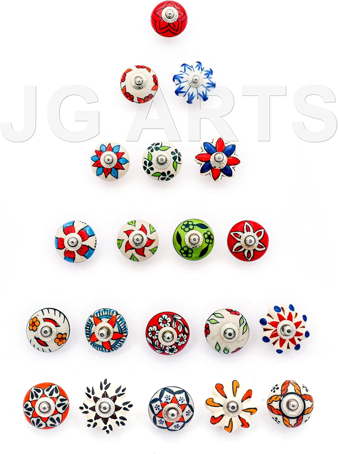 JGARTS 30 Knobs Assorted Rare Hand Painted Ceramic Knobs Cabinet Drawer Pull Pulls Drawer Puller Chrome Hardware image number 6