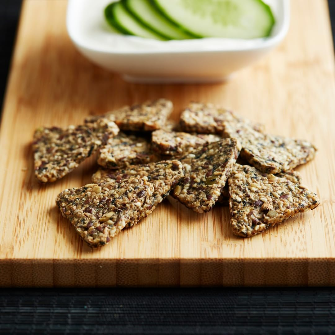 Fine Fettle Toasties Multipack 110G X 3 (Dukkah, Olive & Seaweed Toasties). Gourmet Crackers and Healthy Snacks - Gluten Free, Low Carb and Vegan - Crispy Toasted Seed Crackers with 6 Wholesome Seeds image number 1