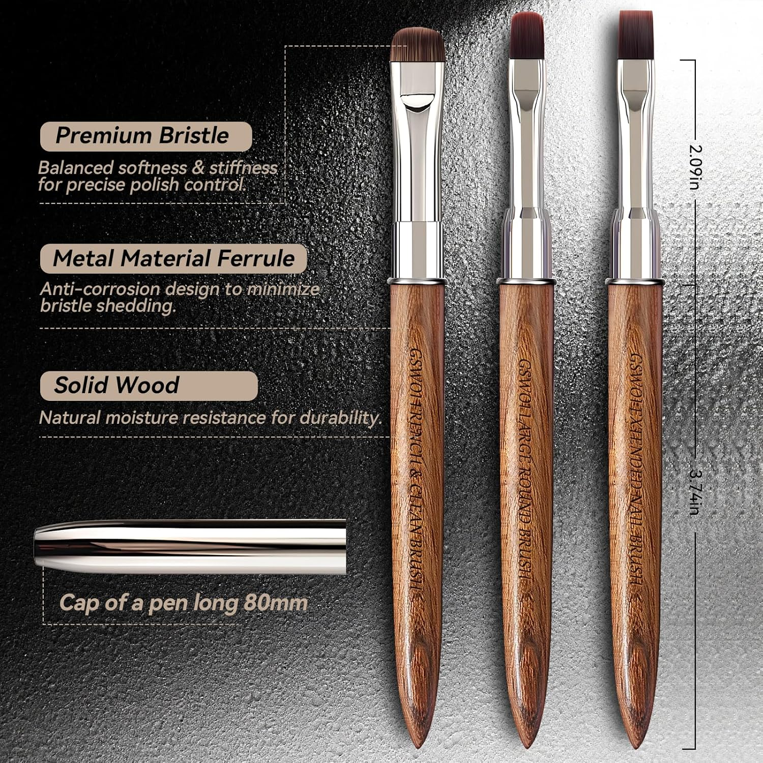 GSWOI Acrylic Nail Brush & French Tip Brush-Salon French Manicure Tool with Firm Flat Head,Streak-Free One Stroke Design,Nail Art Cleaning Brush - （F16）French Tip Brush image number 4