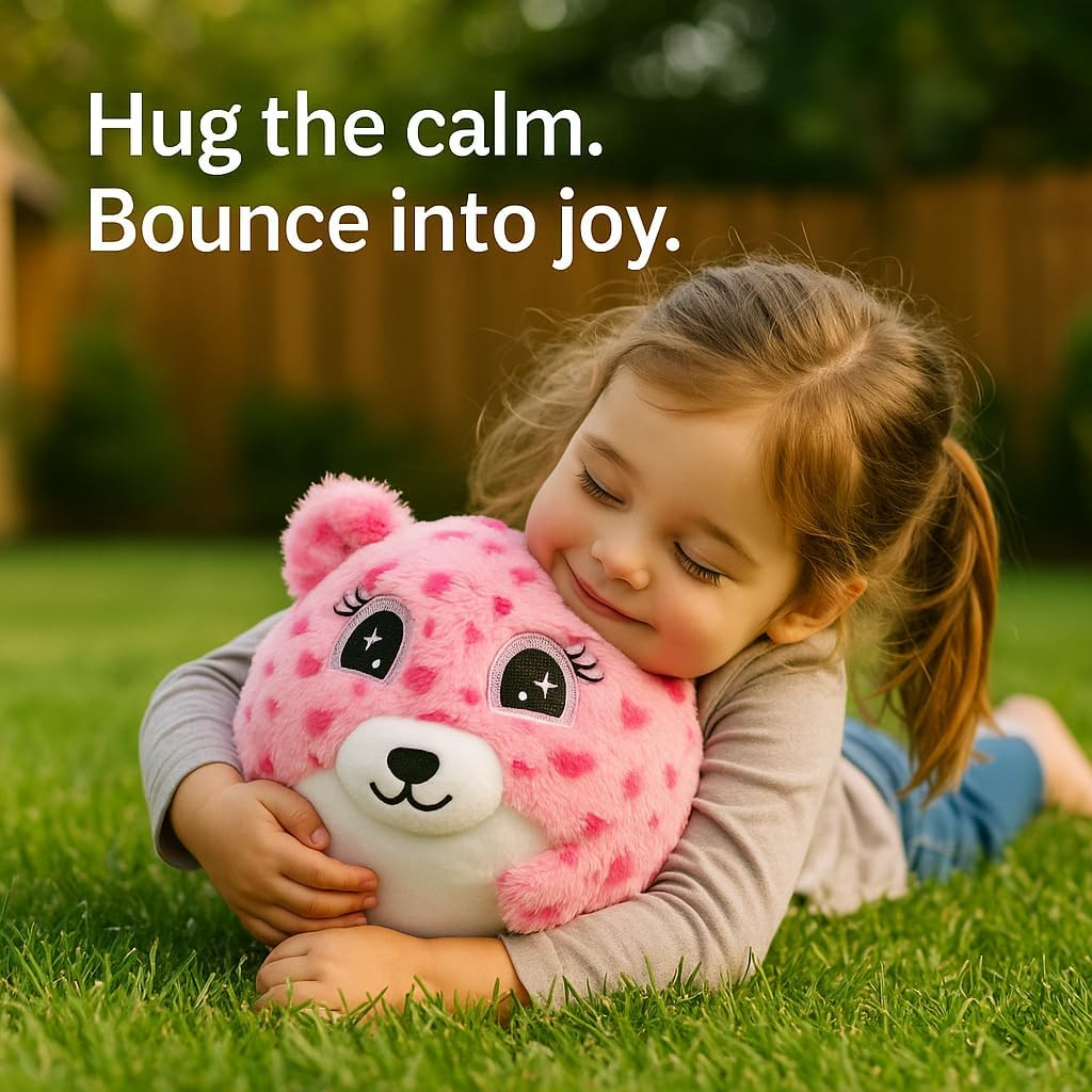 Plush Bouncy Ball for Kids &ndash; 9-Inch Inflatable Sensory Toddler Toy with Animal Cover & Air Pump &ndash; Indoor & Outdoor Play for Ages 3+, Ideal Gift Boys & Girls, Lily Loveheart Hugpal image number 5