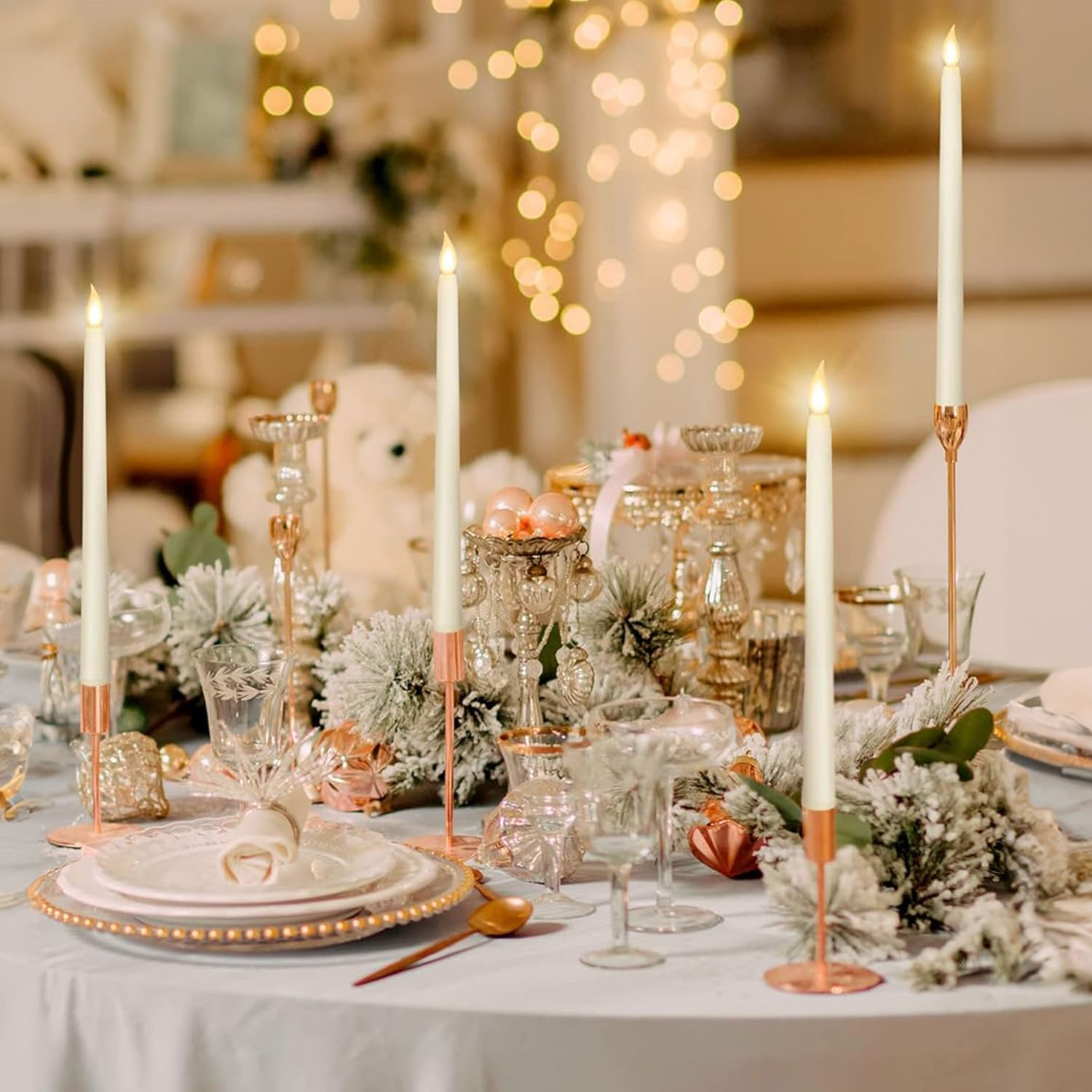 LED Flameless Candles Taper Flickering with 10-Key Remote Battery Operated Window Candles Lights Set of 6 Led Warm 3D Wick Light for Christmas Diwali Home Wedding Decor image number 2