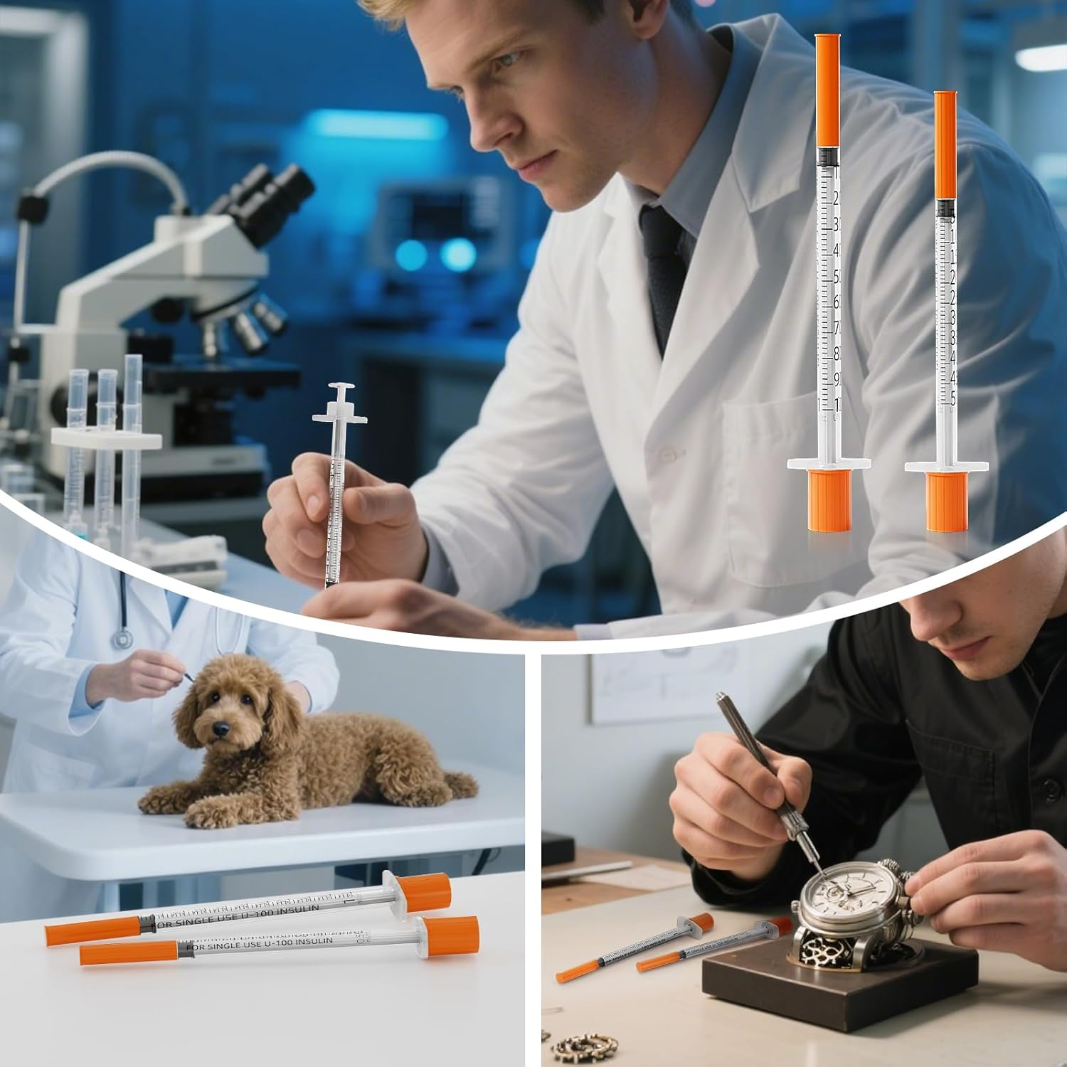 1Ml/Cc Syringes with 31G 5/16 Inch(8Mm) Needles,Lab Measuring Supplies,Disposable Individually Wrapped,Box of 100 image number 2