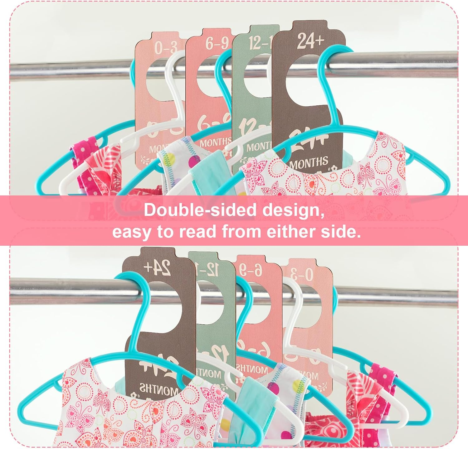 Gosknor 8Pcs Baby Clothes Dividers, Wooden Baby Wardrobe Dividers Double-Sided Baby Closet Dividers Closet Hangers Dividers Baby Clothes Organizer Dividers from Newborn to Toddler