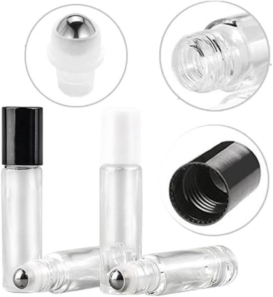 Essential Oil Roller Bottles, 10Pcs Clear Essential Oil Roller Bottles, 10 Ml Glass Roller Bottles with Stainless Steel Roller Balls, Leak Proof Roll Bottles for Aromatherapy & Facial Body Care image number 4