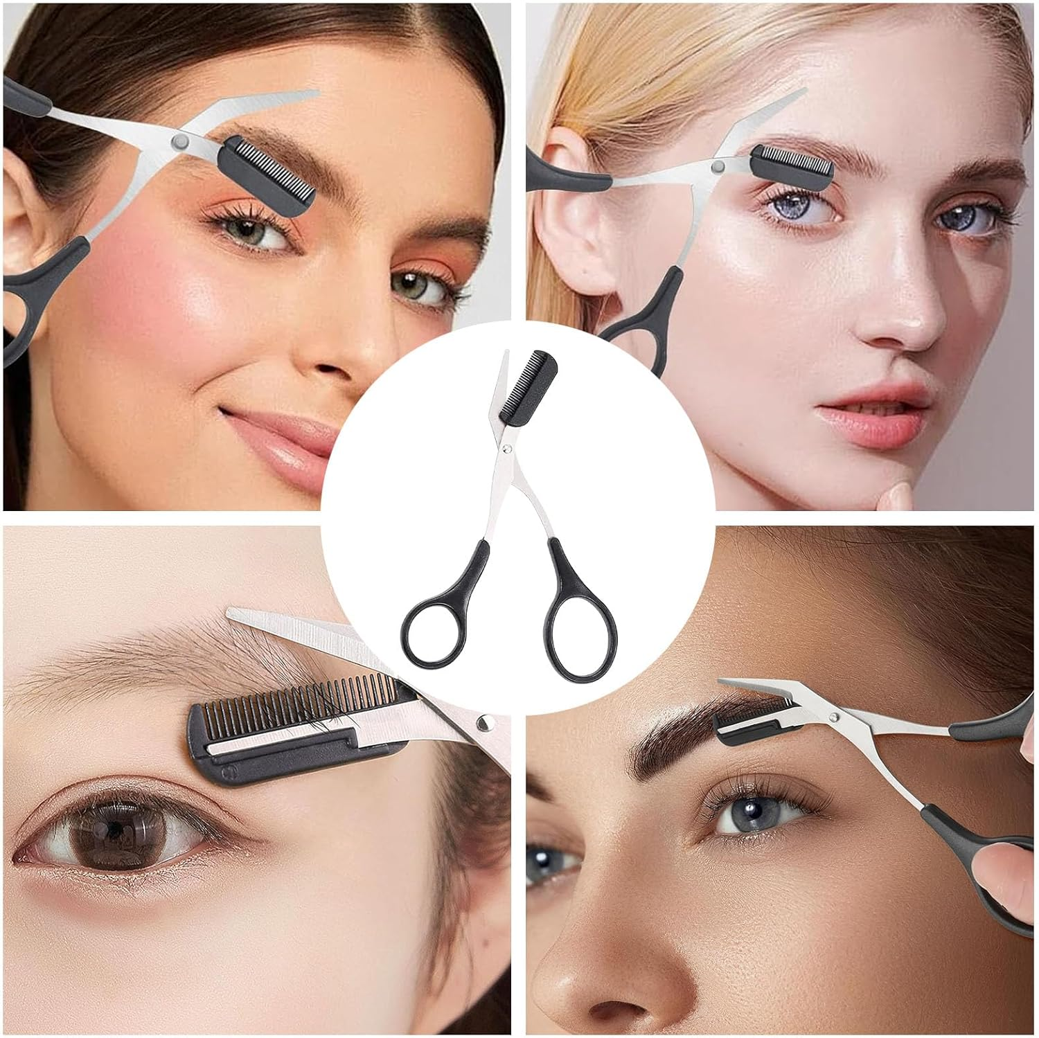 Dinghaole 2Pcs Eyebrow Trimmer Scissor with Eyelash Comb, Stainless Steel Eyebrow Trimmer Scissors, Black Beauty Tool for Men & Women, Cut Scissors Hair Removal Tool for Unisex Adults Makeup Beginners image number 2