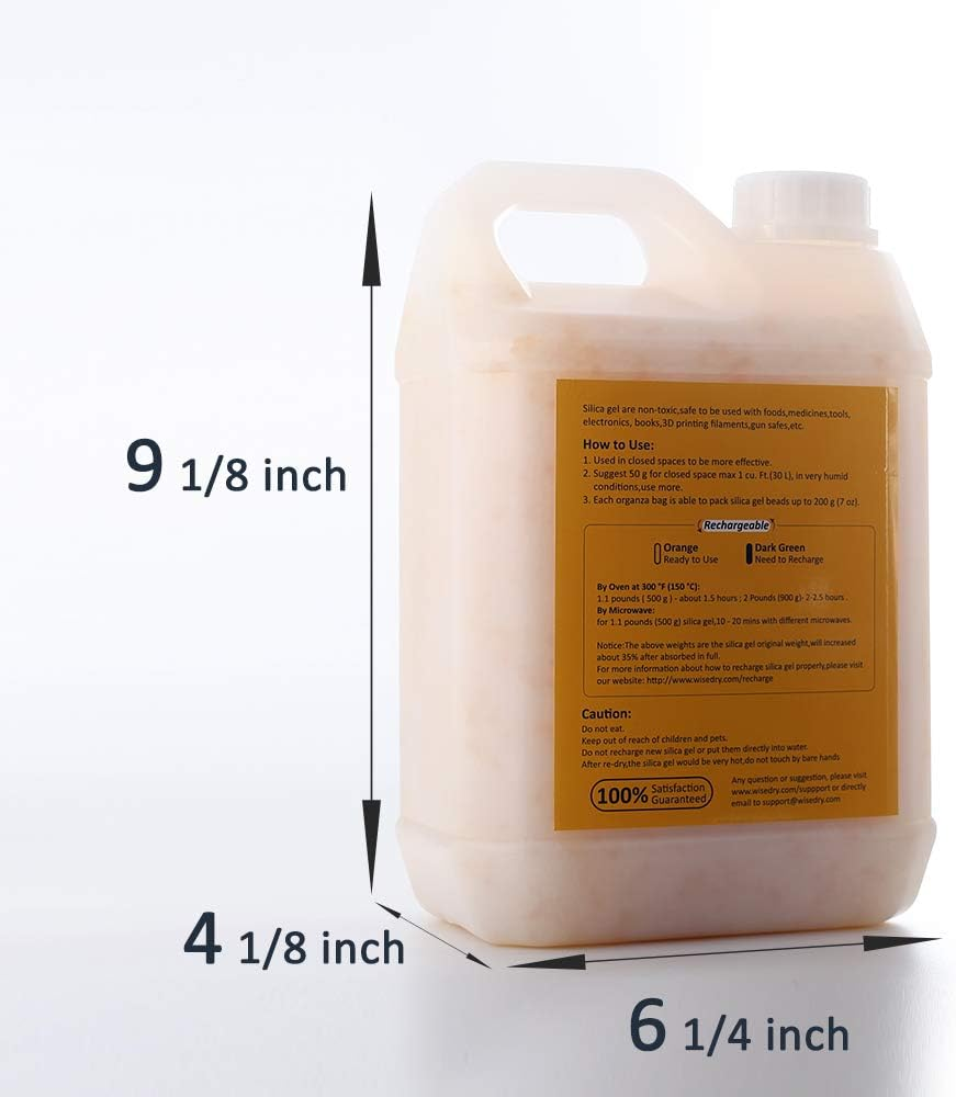 Wisedry [ 5 LBS ] Silica Gel Beads Reusable Color Indicating Rechargeable Desiccant Bulk with 10 Pcs Organza Drawstring Bags image number 6