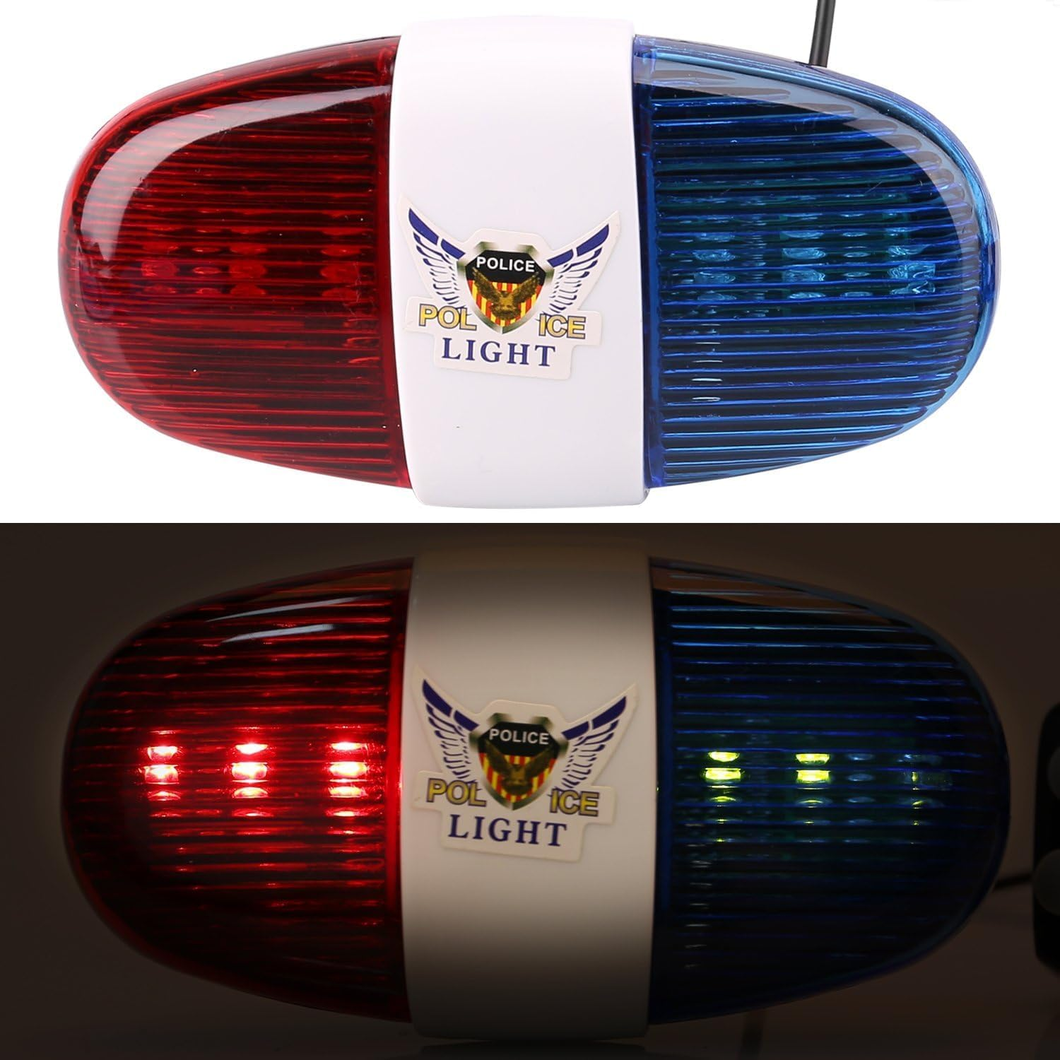 Kids Bike Police Sound LED Light - Electronic Horn Bike, Police Siren, Trumpet Sounds, Safety Light, Waterproof, Christmas Birthday Gift Present for Your Children (Batteries Not Included) image number 1