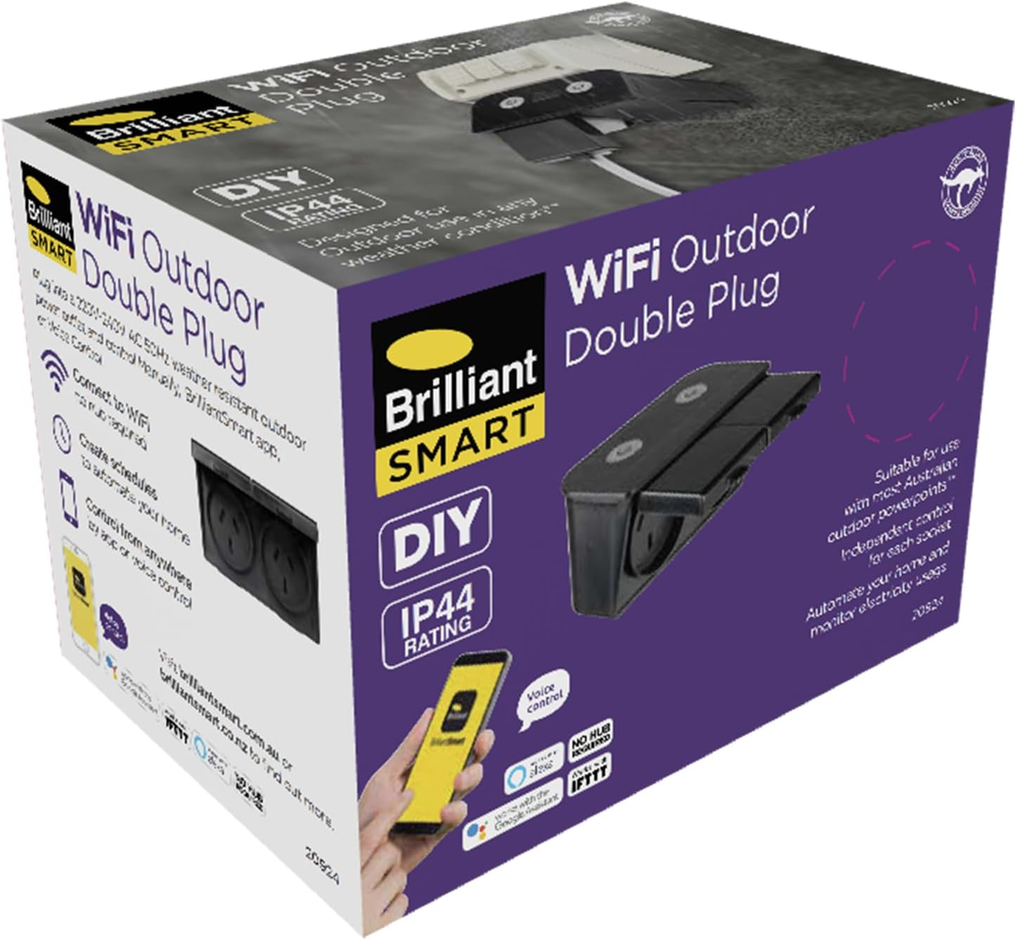 Brilliant Lighting Smart IP44 Outdoor Double Plug, Black image number 2