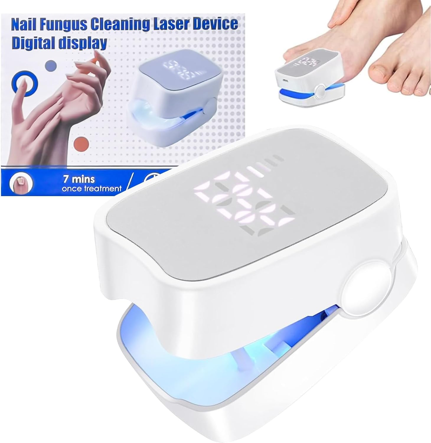 UV Light Nail Fungus Laser Device, Onychomycosis Laser Device with 470Nm Blue & 910Nm Infrared Light, Toenail Fungus Ideal for Home Treatment with LED Time Display for Home Use image number 5
