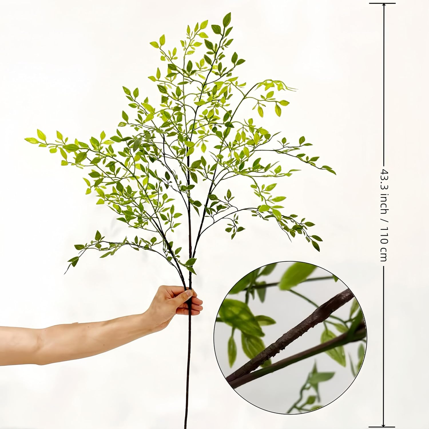 3 PCS Artificial Branches 43.3 Inch Summer Autumn Artificial Bamboo Leaves Fake Faux Plastic Greenery Stem Plants for Indoor Outdoor Table Centerpiece Wedding Garden Home Decor, Green image number 5