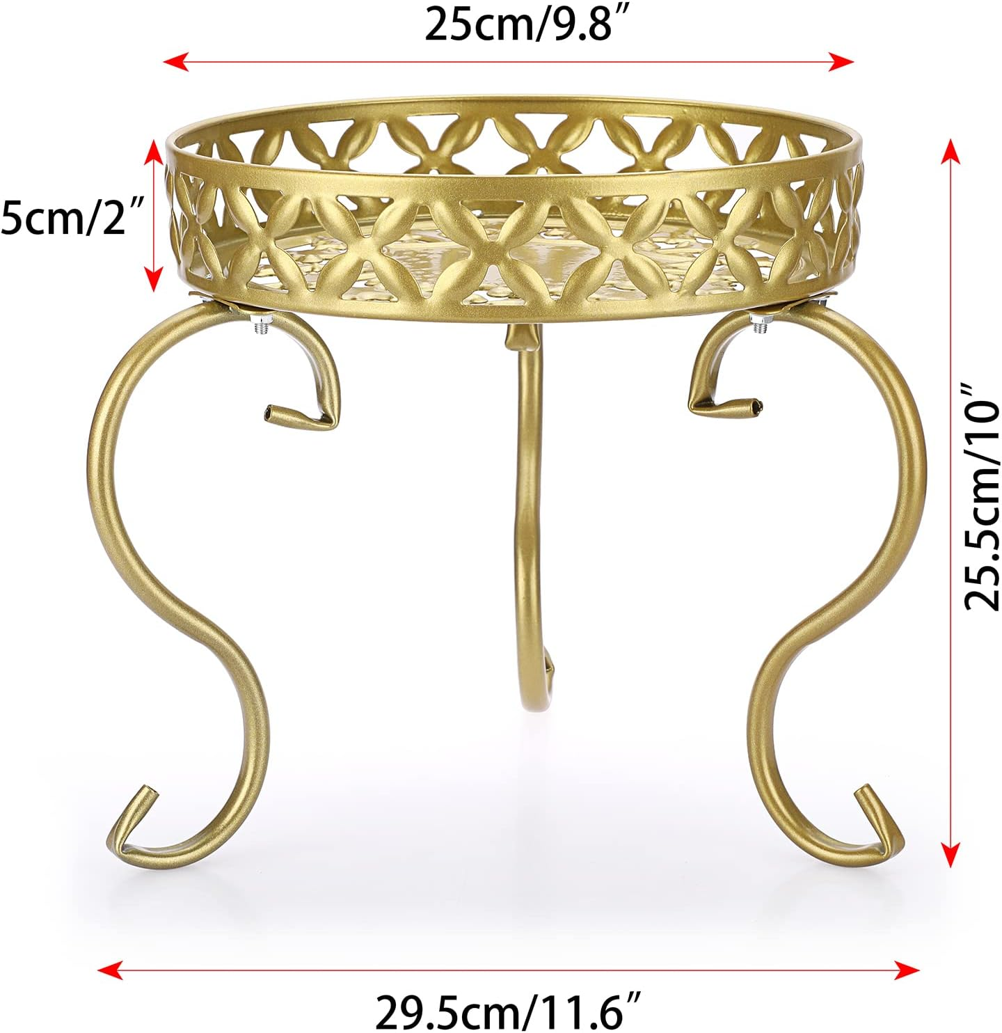 Ownmy Metal round Plant Stand Indoor Outdoor Flower Pot Holder, Heavy Duty Iron Plant Stand Display Potted Rack for Home, Garden, Patio, Golden Color - Black image number 2