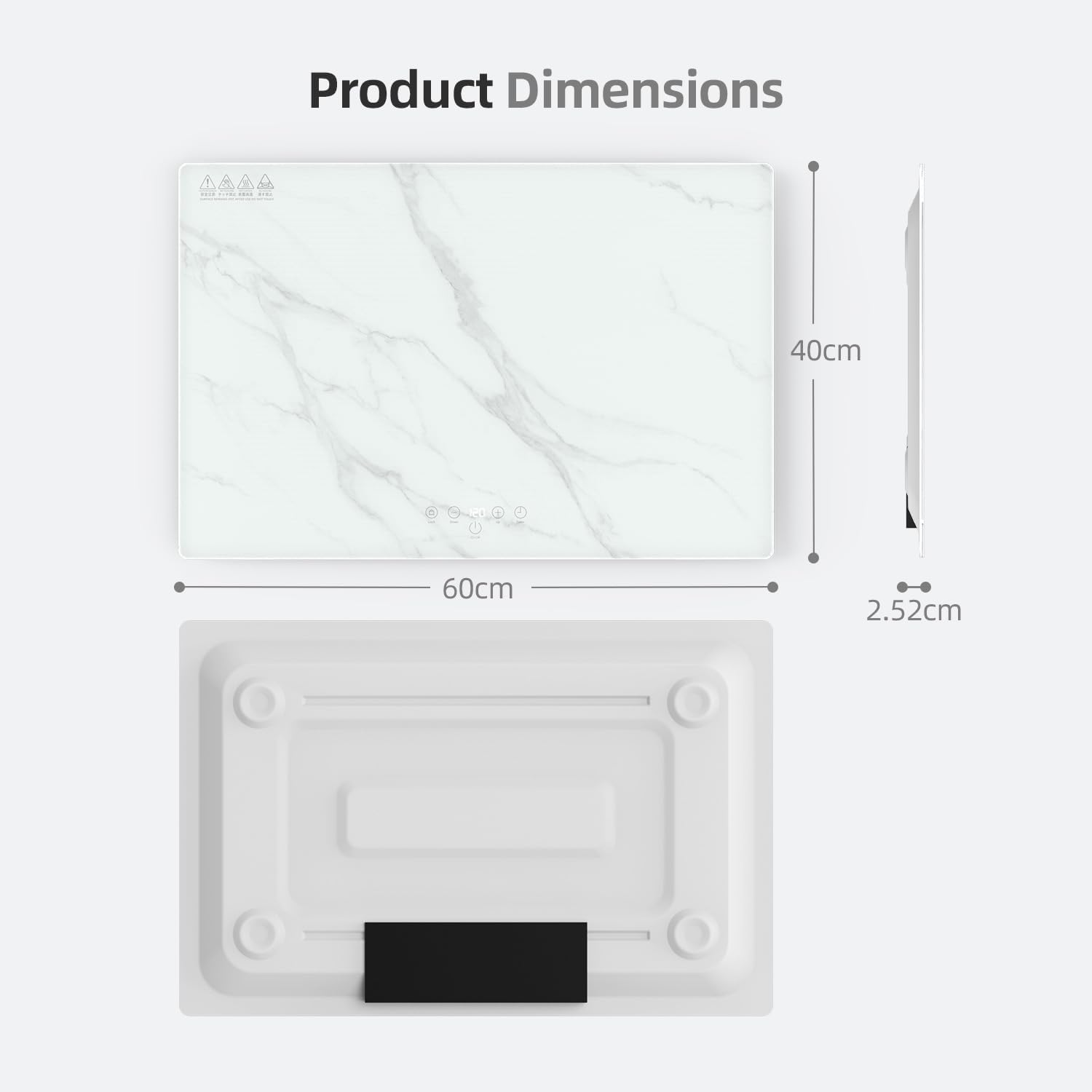Electric Server Warming Tray,Food Warmer for Parties,9 Adjustable Temperature Control,6 Hours Timer,Ultra Slim Warming Tray,For Buffets,Restaurants,House Parties,Party (Marble) image number 5