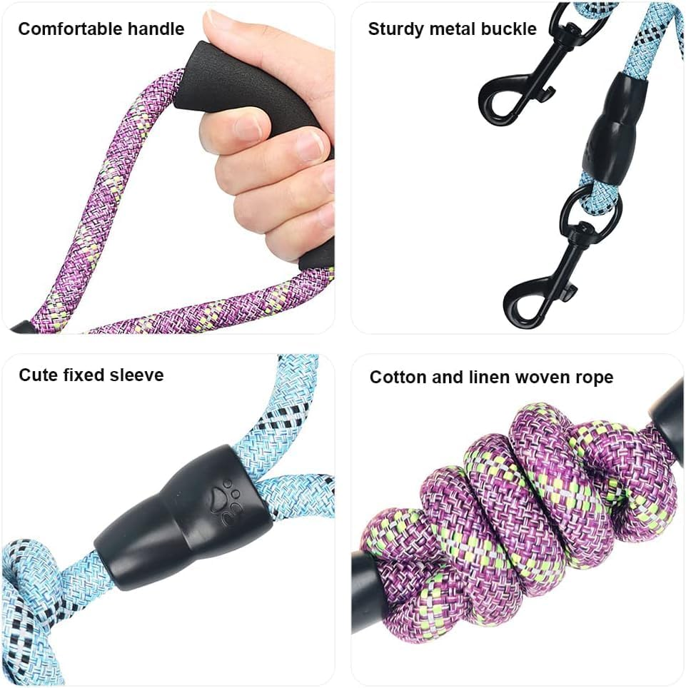 Heavy Duty 3 Dog Leash - No Tangle, Multiple Dog Leash with Detachable 360 Swivel, Soft Padded Handle, Reflective for Walking & Training (L) image number 3