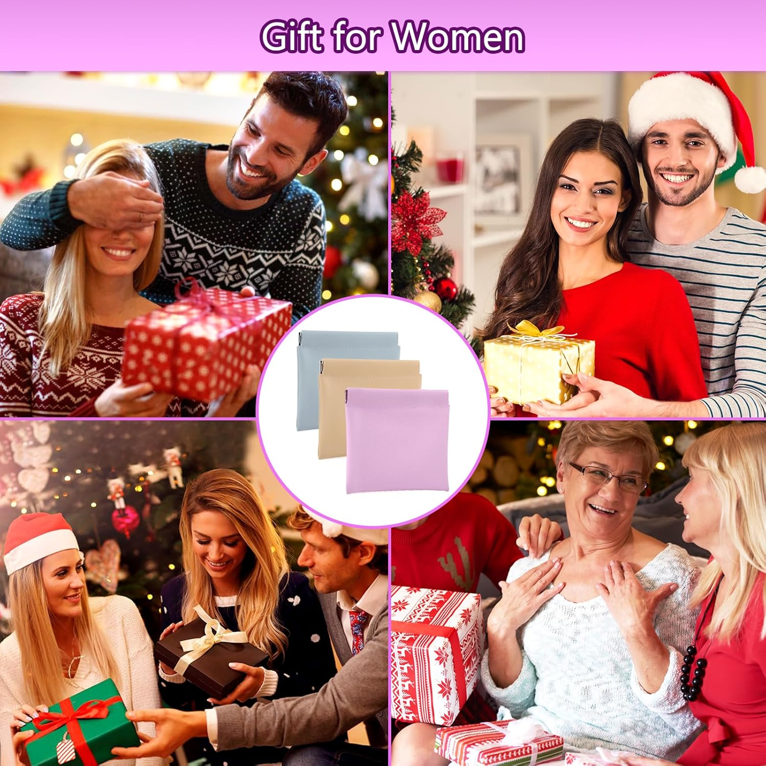 BUSOHA 4 PCS Small Makeup Bag for Purse, Mini Portable Cosmetic Bags for Women, Coin Purse Lipstick Cosmetic Accessories Organizer, Small Travel Kit Storage Pouch, 3 PCS, Modern image number 3