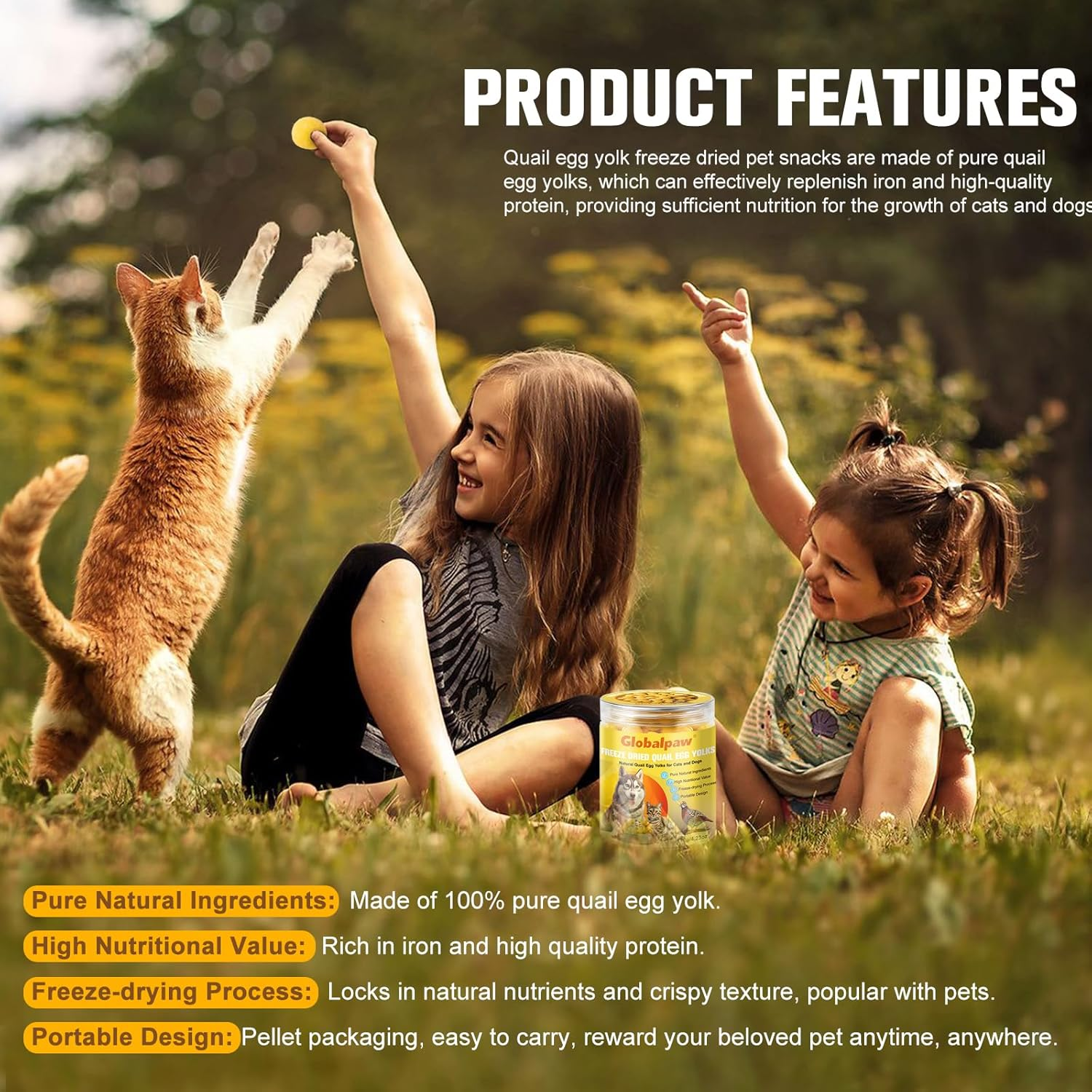 Quail Egg Yolk Freeze-Dried Dog Food Pet Treats Pure Natural, High-Protein Dogs & Cats Crunchy Snacks - Ideal for Dogs & Cats Training Rewards (S, Quail) image number 2