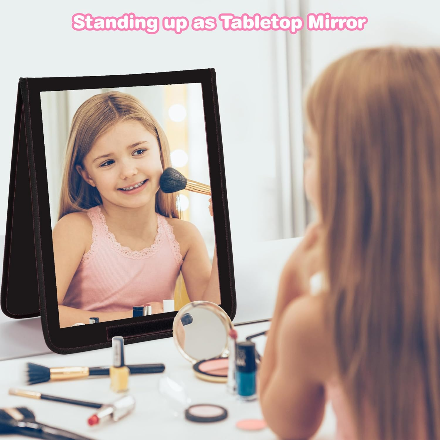 LPHUMEX Foldable Portable Full Length Mirror for Camping, Travel, Dancers, 32X13 Inch, Black, Hanging Folding Mirror for Dance, Full Body Travel Mirror image number 2