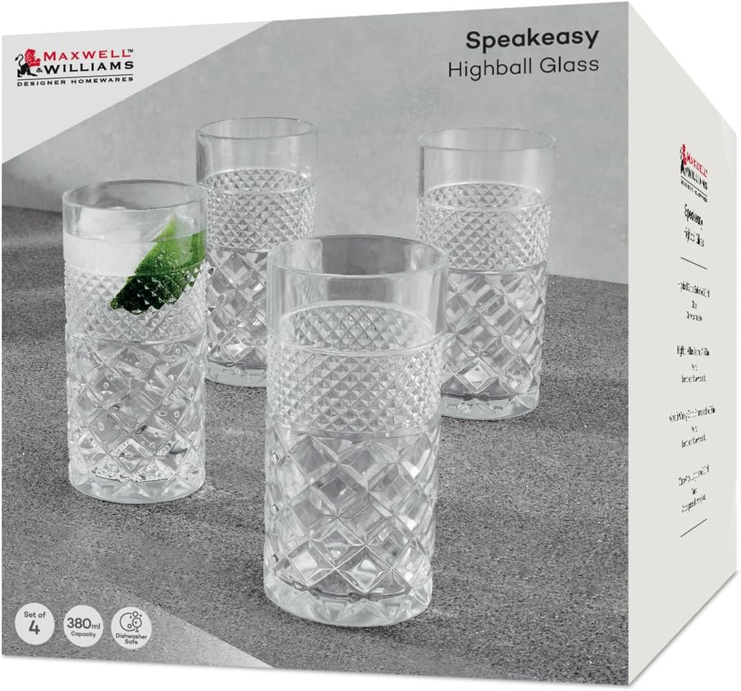 Maxwell & Williams Speakeasy Highball Glass 380ML Set of 4 Gift Boxed image number 1