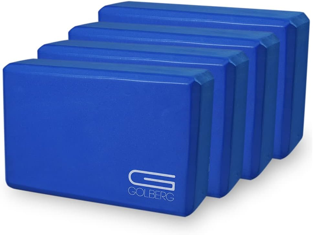 Golberg Foam Yoga Block &ndash; for Fitness, High Intensity Support and Improving Strength or Flexibility Pink/Green/Dark Green/Purple/Blue &ndash; 1/2/4 Pack - 1 Pack - Blue image number 3