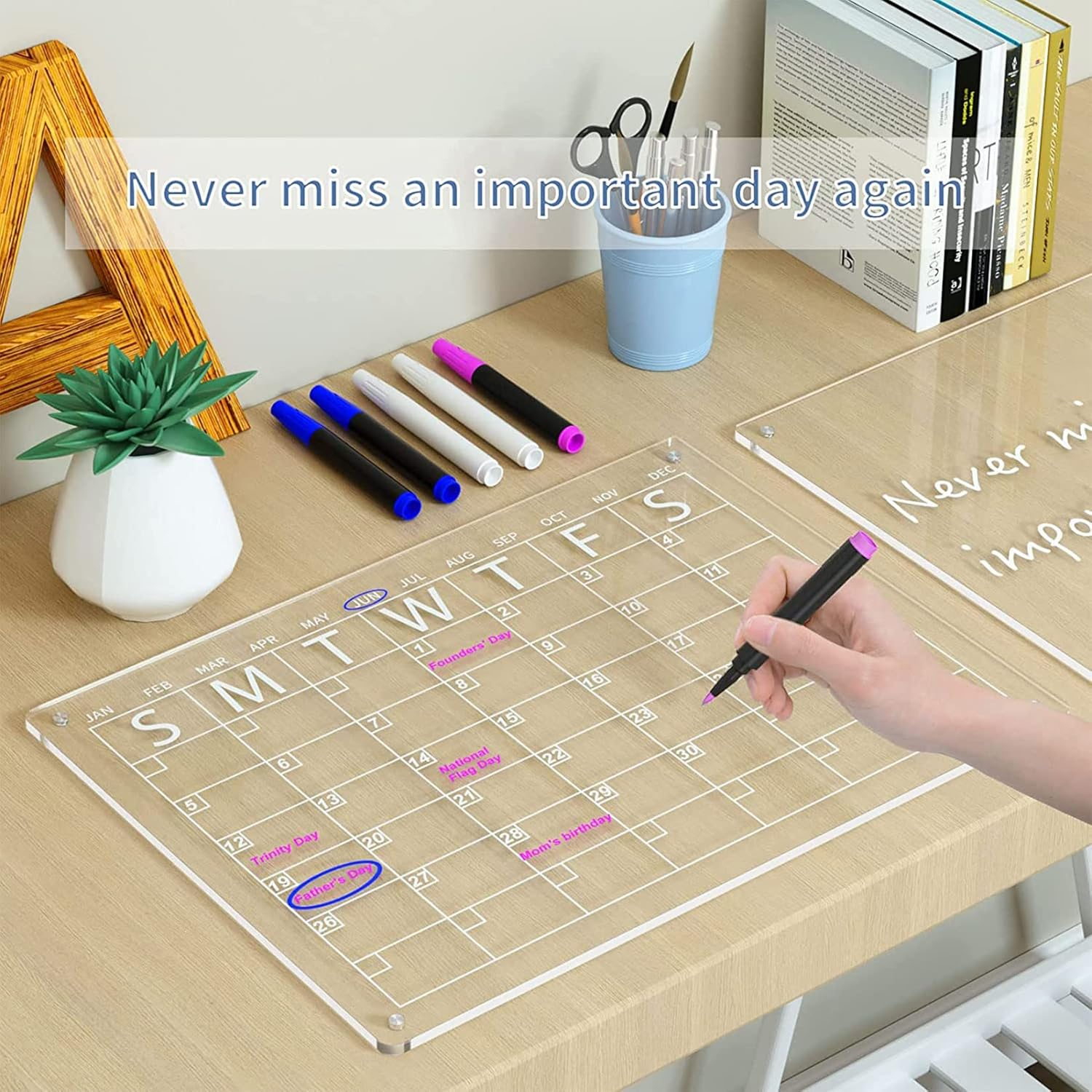 Acrylic Magnetic Fridge Calendar Monthly and Whiteboard Dry Erase Board Reusable Wall Calendar Fridge Whiteboard image number 2