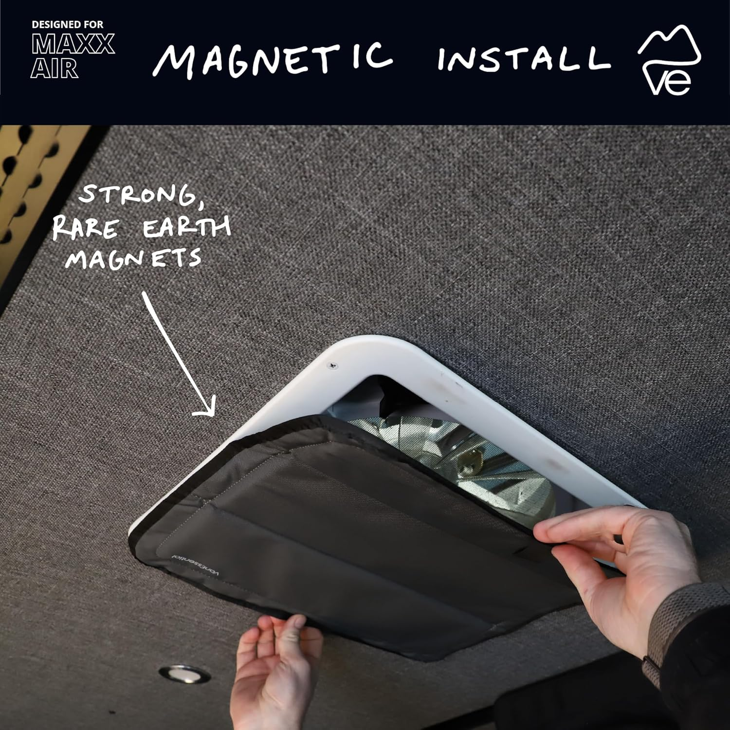 Vanessential Magnetic Insulated Roof Vent Sun Cover for Maxxair Fan, Fantastic Fan 16.5" X 16.5" (Charcoal Gray) image number 5