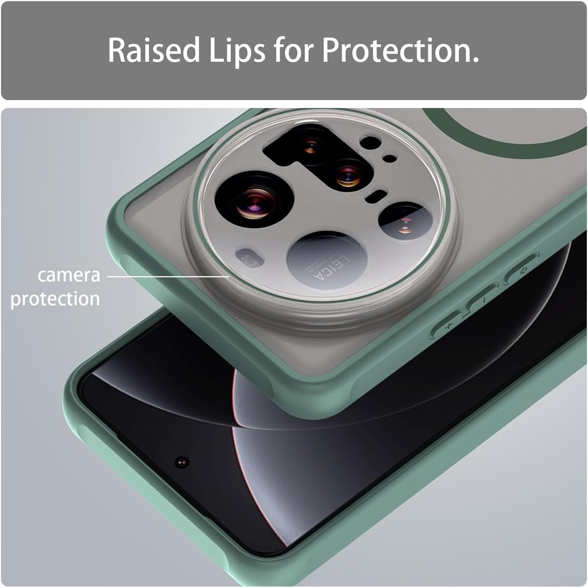 UPLAI Case for Xiaomi 15 Ultra, Slim Shockproof Magnetic Mobile Phone Case Case, Premium PC + TPU Silicone Bumper Stylish Translucent Frosted Matt Protective Case Green