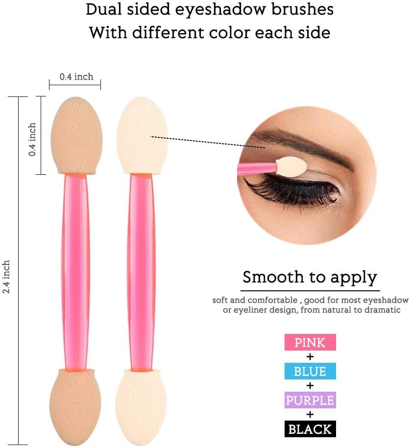 Eyeshadow Applicators, Eyeshadow Brush Sponge Applicator 50Pcs Disposable Eyeshadow Brush Eyeshadow Sponge Brush Eye Makeup Applicators(Black) image number 1