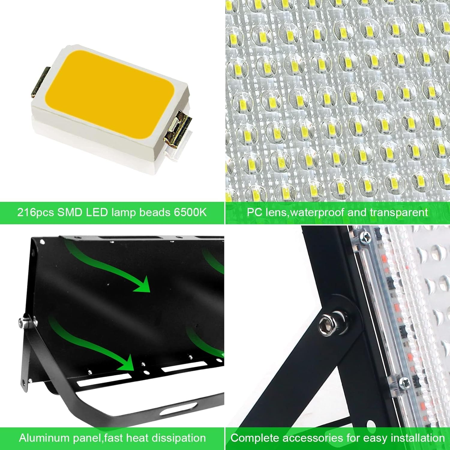 150W LED Flood Light Outdoor, Indmird 2PCS 15000LM LED Floodlight 6500K Daylight White Security Lights IP66 Waterproof Led Spot Light Led Work Light for Yard,Garage,Garden,Parking Lot, Park,Playground image number 6