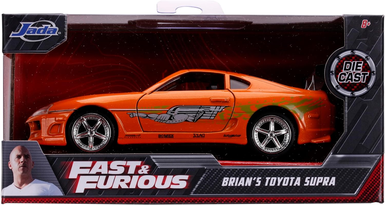 Jada Toys Fast and Furious 1995 Toyota Supra Orange 1:32 Scale Hollywood Ride Diecast Vehicle image number 4