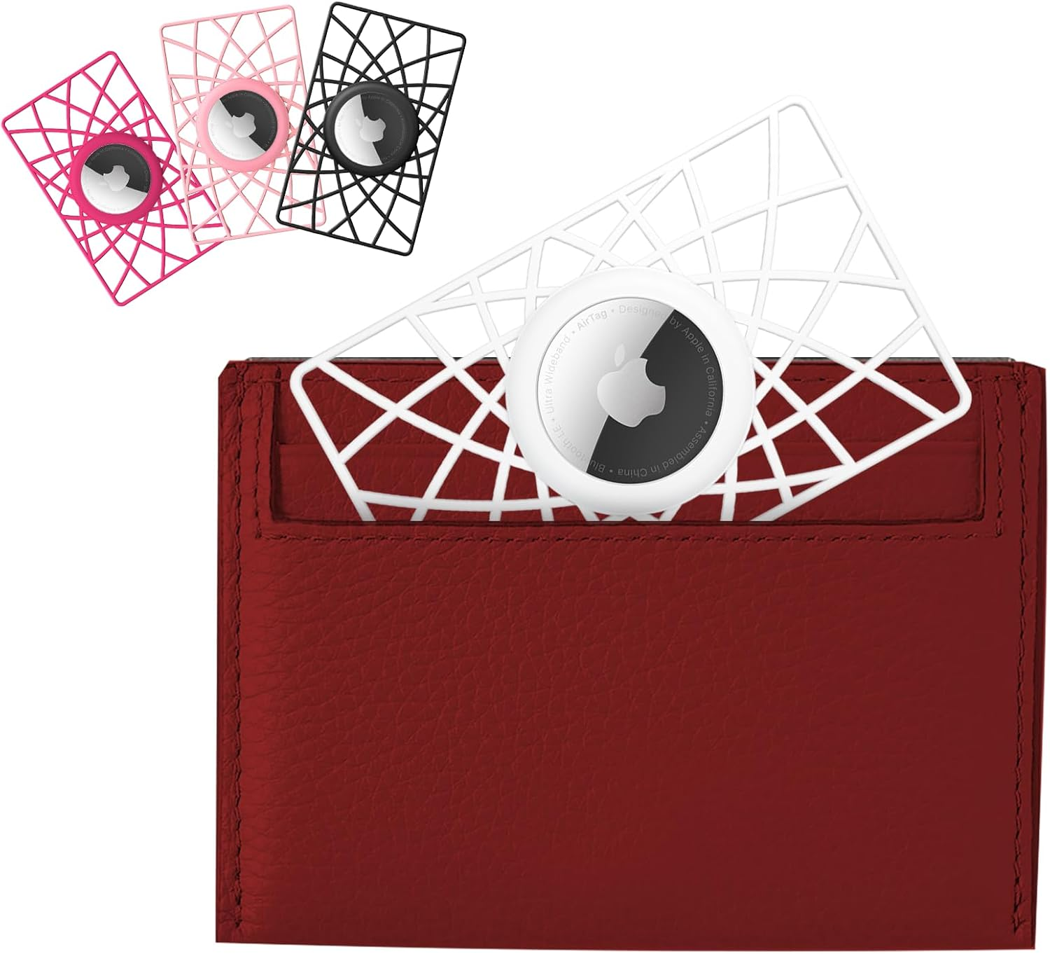 WALNEW 4 Pack Airtag Wallet Holder, Slim Air Tag Wallet Card Case, 0.1 Inch Thickness Ultra Thin Airtag Holder for Purse, Backpack, Clutch, Handbag (4 Colors)