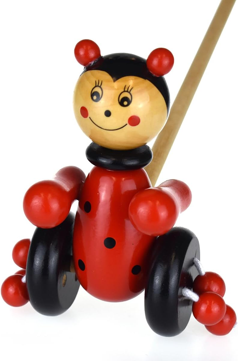 Kaper Kidz Push along Wooden Ladybird Toy - Wooden Push Toy for Toddlers image number 3