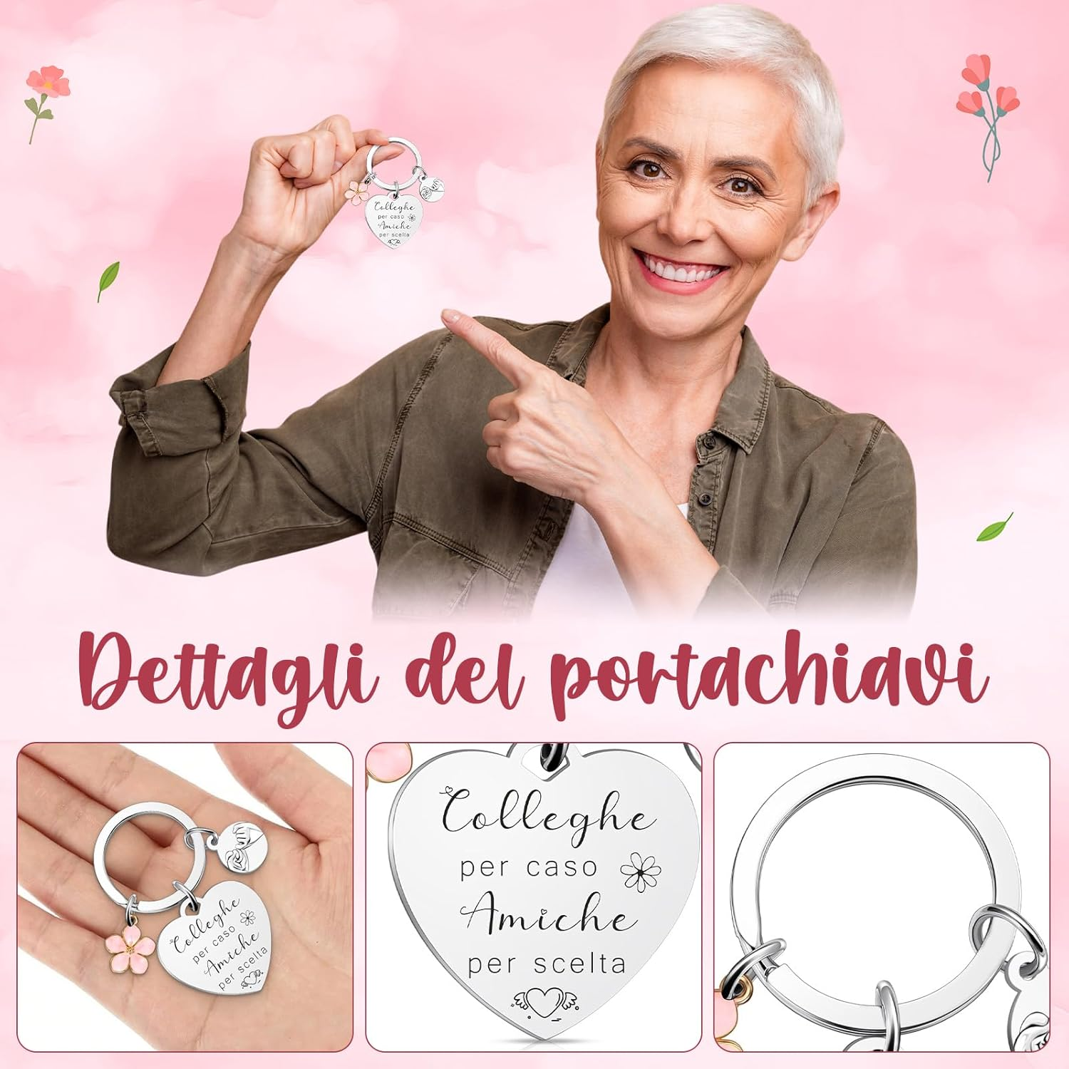 Xuniea Colleague Gift 1 Cosmetic Bag 1 Heart Keyring 1 Ballpoint Pen for Colleagues Girlfriends Birthday Thanksgiving Christmas image number 4