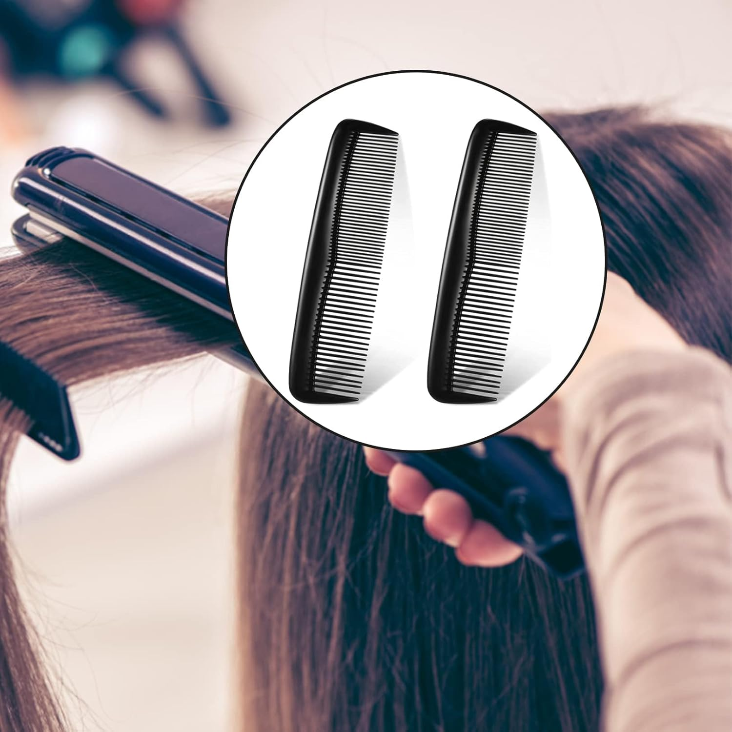 4 PCS Pocket Plastic Hair Combs Black Hair Combs Fine, Combs Fine and Standard Tooth Hair Cutting Comb, for Women Men Hairdressing Barber Salon Hair Care Tool (Black) image number 3