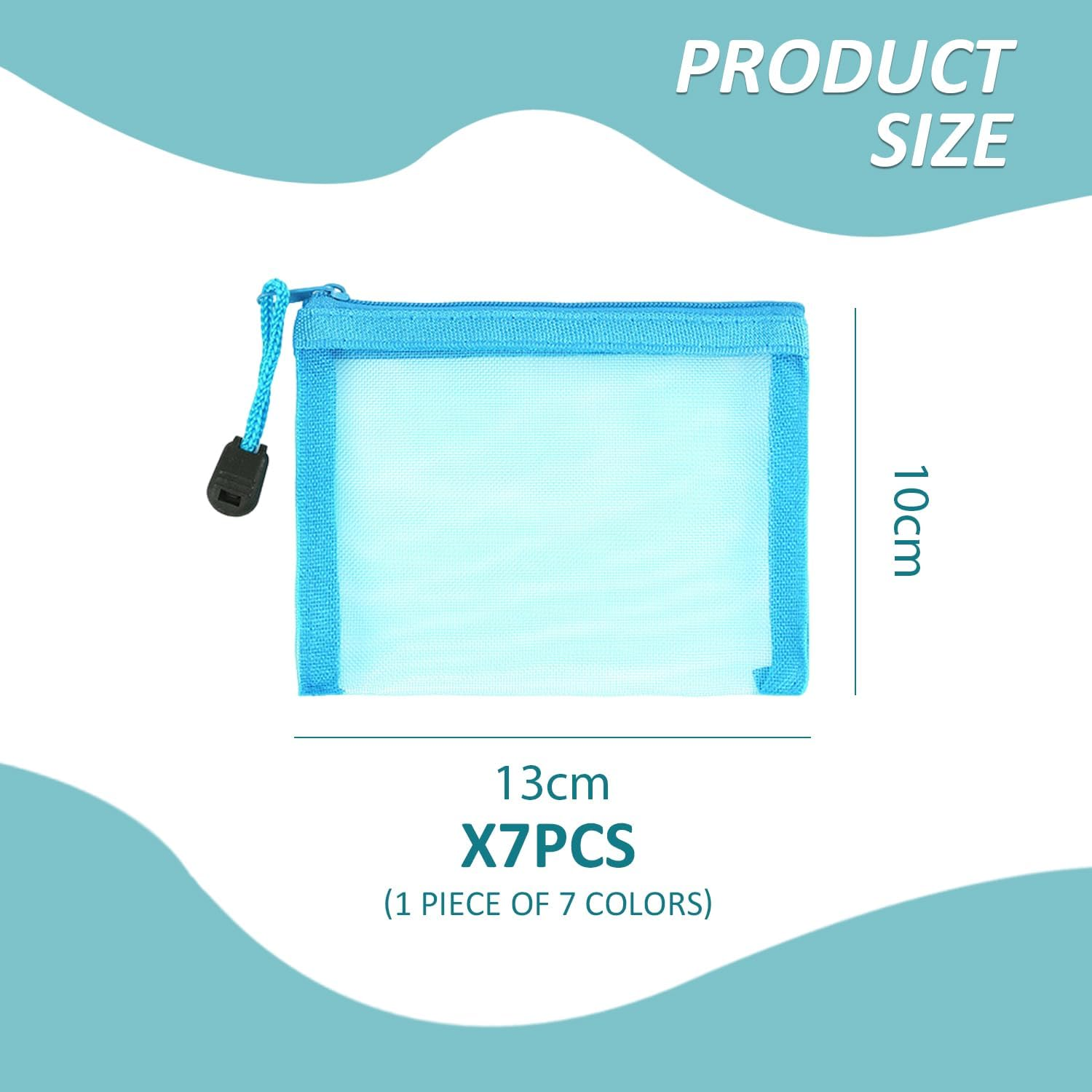 7-Piece Mesh Storage Bag, Mini Portable Storage Bag, Small Items Storage Bag, Travel Supplies image number 5