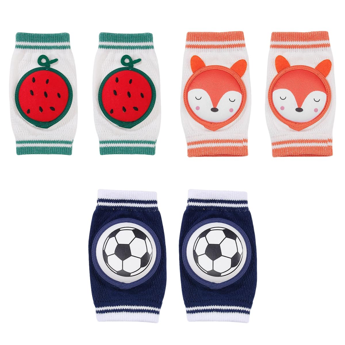 JZS Baby Knee Pads for Crawling, Breathable Cotton, Knee Protector with Sponge Pad, 3 Pairs, Style 2 image number 1