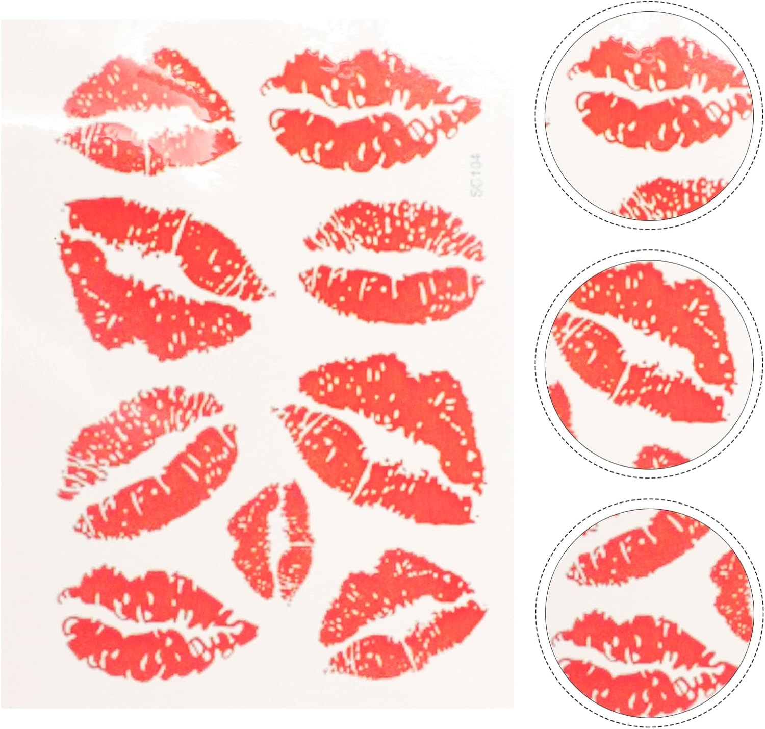 Outanaya 6Pcs Temporary Stickers Face Stickers Valentines Temporary Body Sticker Tattoo Waterproof Lip Self Adhesive Sticker Make Up image number 2