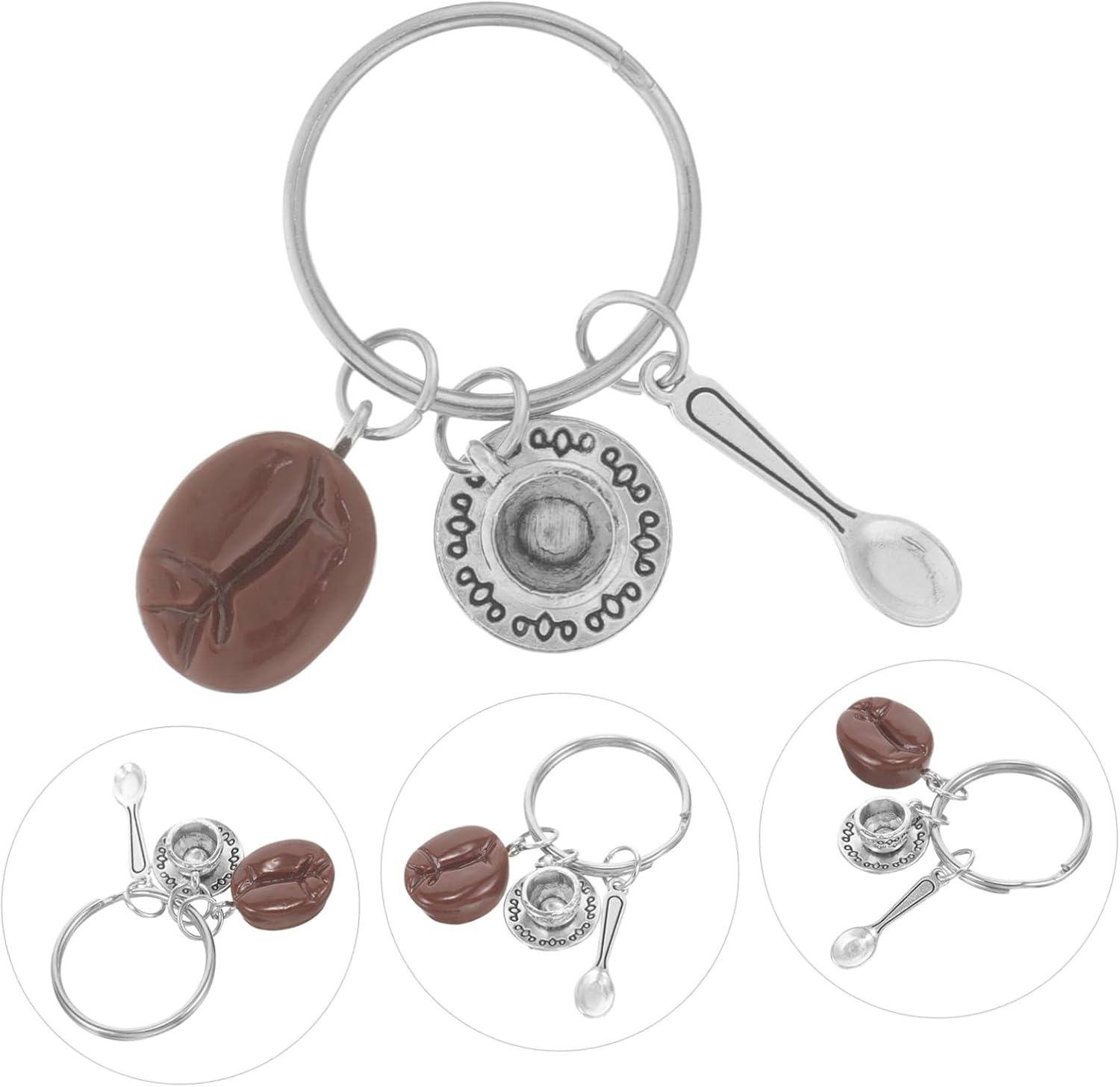COSMEVIVI Cute Coffee Bean Keychain for Coffee Lovers Vintage Key Ring Carabiner Keychain Men Women image number 2