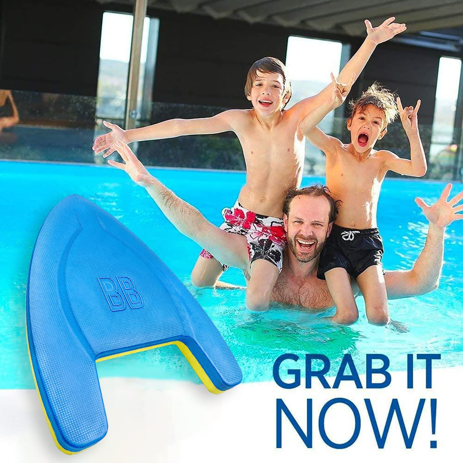 Swimming Kickboard，Kids Adults Swimming Learning Trainer Pool Training EVA Aid Float Board - Blue  Yellow image number 1