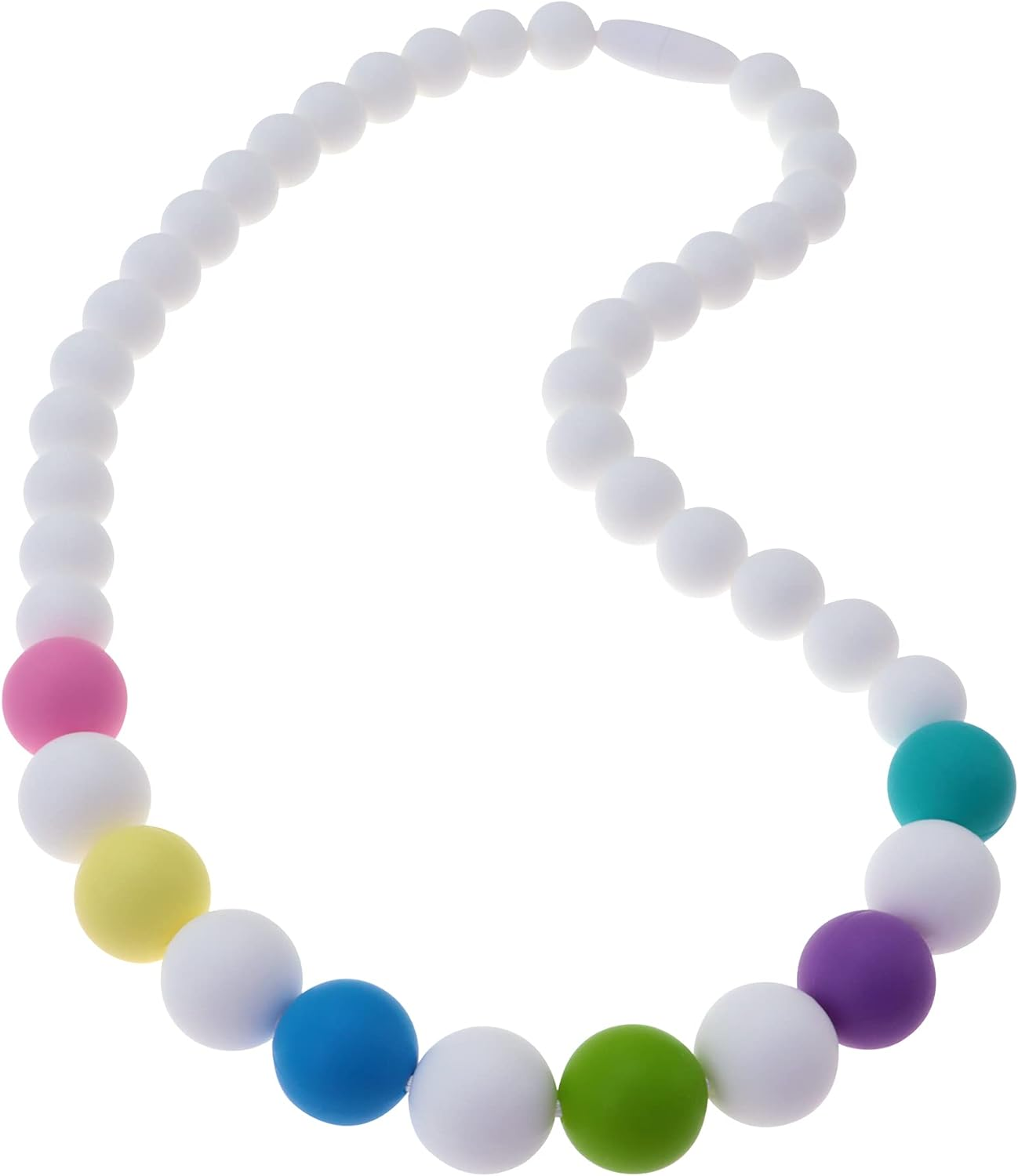 Panny & Mody Sensory Chew Necklace for Boys and Girls, Silicone Chewy Fidget Stim Toy Jewellery for Kids with Autism ADHD SPD, Oral Motor, Teething Biting Fidgeting for Special Needs (Rainbow White)