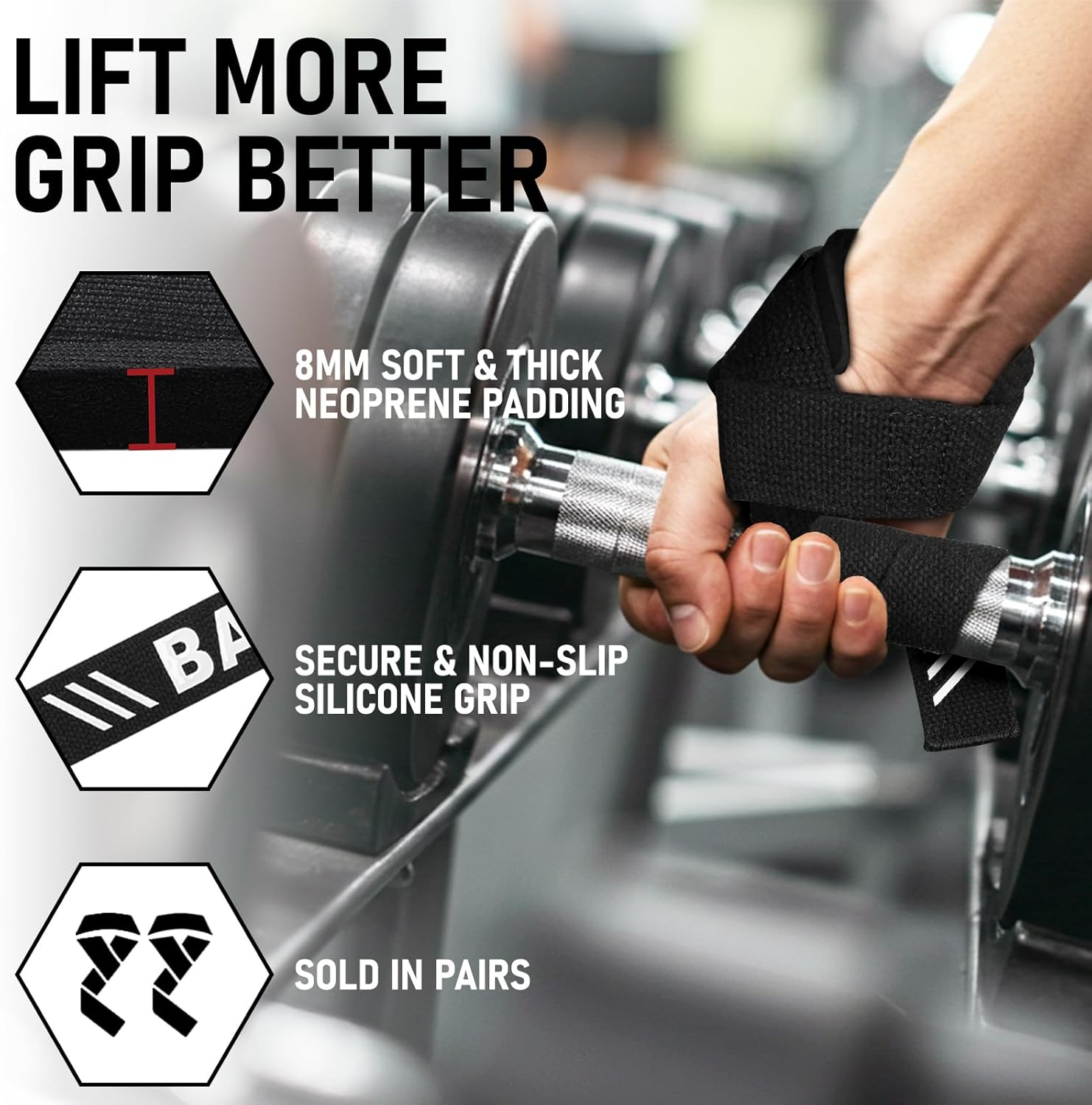 Stealth Sports Weight Lifting Straps with Non-Slip Handle - Heavy Duty Padded Fitness & Deadlifting Straps for Bodybuilding, Gym, Fitness and Powerlifting image number 5
