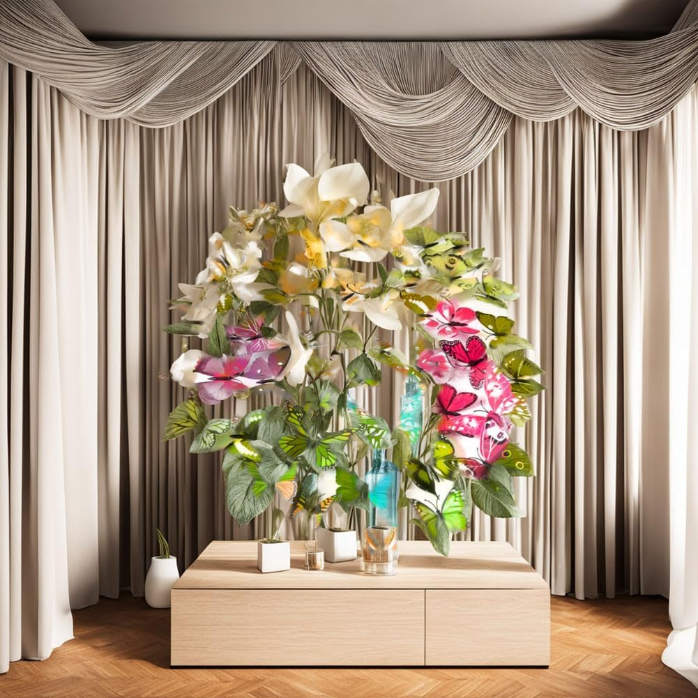 24Pcs Butterfly Wall Decor 3D Butterflies Stickers Lifelike Butterfly Decoration Removable and Reusable Removable Stickers Wall Decals (Red, Green) - Blue, Yellow image number 7