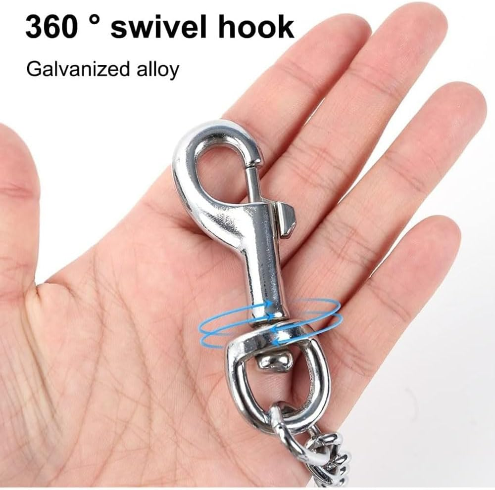 Maonativey Metal Dog Lead, 180 Cm Training Lead High Performance Dog Chain Dog Lead Made of Leather and Metal for Large, Medium and Small Dogs image number 4