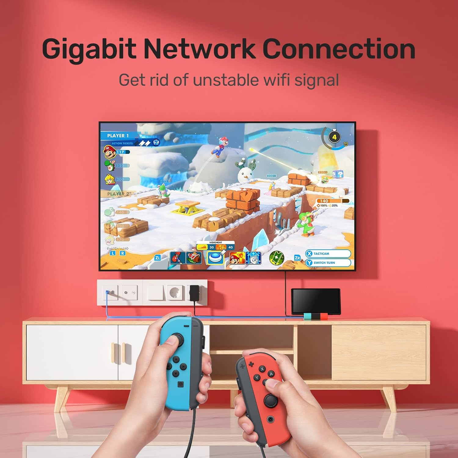 Unitek Switch Docking Station for Nintendo, 5 in 1 Type C to HDMI Switch TV Dock with HD 1080P@60Hz HDMI, 2 USB2.0, RJ45 and PD2.0 Port (45W) Portable Charging Dock for Nintendo Switch image number 1